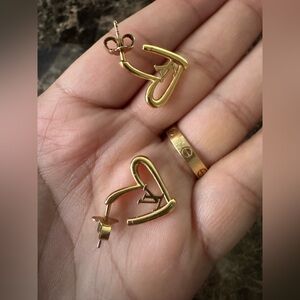 Louis Vuitton Gold Heart Earrings